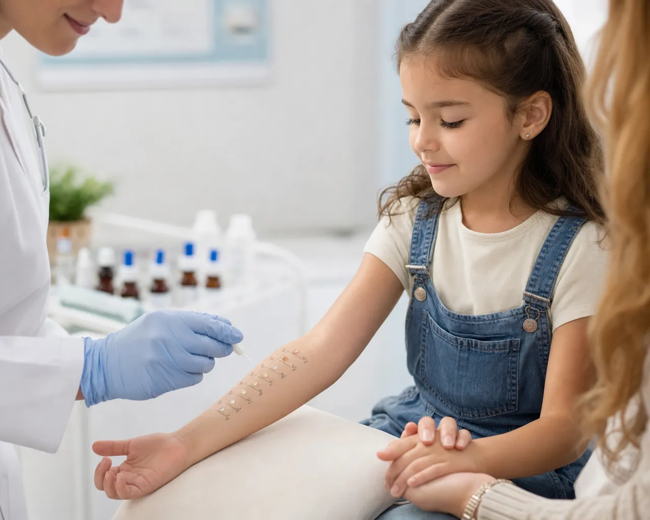 Child getting skin prick testing